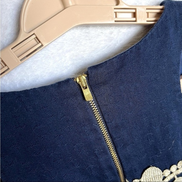 Lilly Pulitzer Augusta Shift Dress Sz 0 Applique Anchors Nautical Navy Gold EUC - Picture 13 of 15